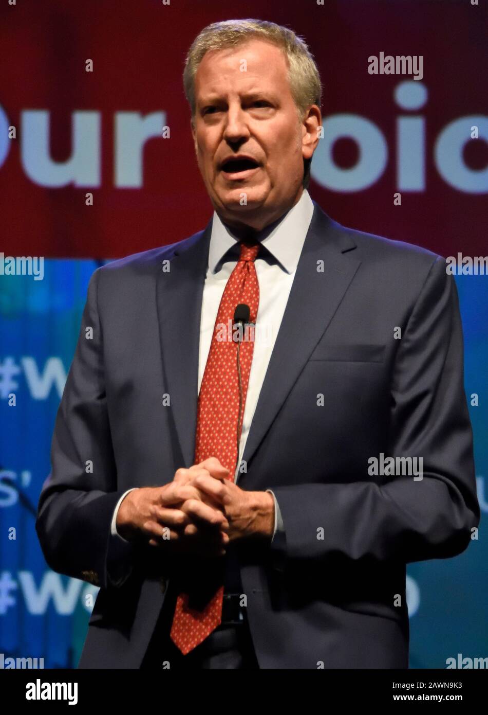 Philadelphia, PA, USA - 17. SEPTEMBER 2019: Bill De Blasio auf Dem Gipfeltreffen Der Arbeiterpräsidenten im Pennsylvania Convention Center. Stockfoto