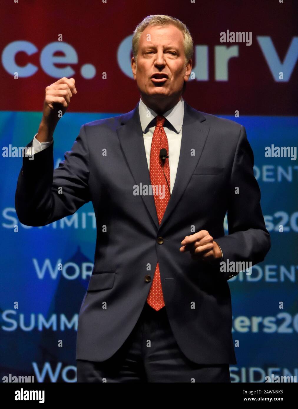 Philadelphia, PA, USA - 17. SEPTEMBER 2019: Bill De Blasio auf Dem Gipfeltreffen Der Arbeiterpräsidenten im Pennsylvania Convention Center. Stockfoto