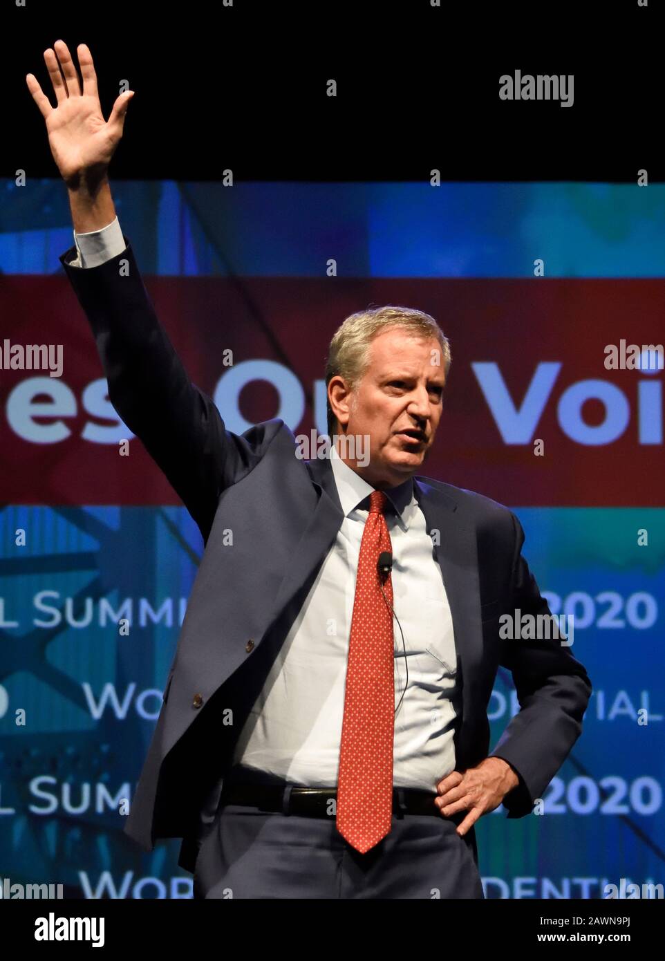 Philadelphia, PA, USA - 17. SEPTEMBER 2019: Bill De Blasio auf Dem Gipfeltreffen Der Arbeiterpräsidenten im Pennsylvania Convention Center. Stockfoto