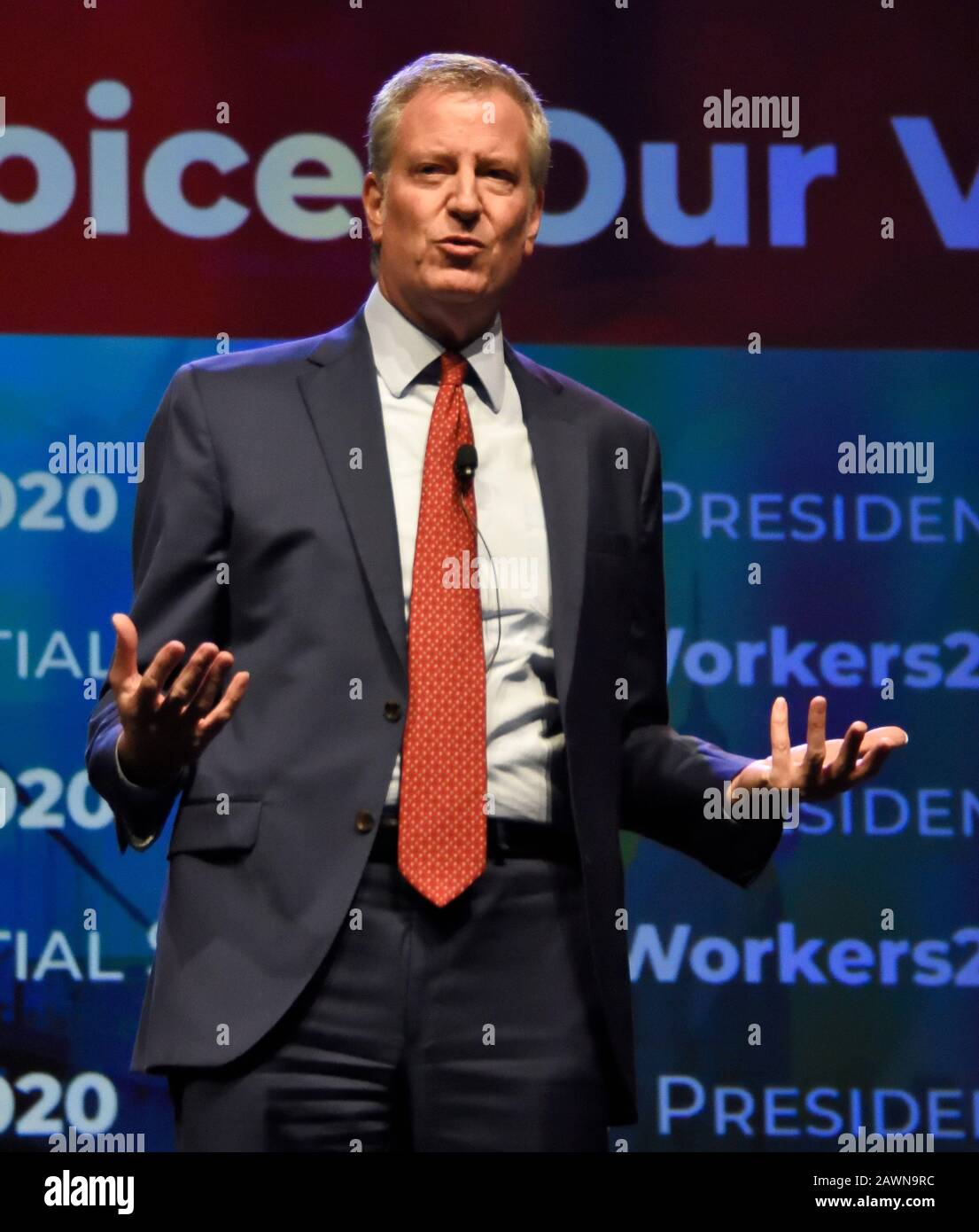 Philadelphia, PA, USA - 17. SEPTEMBER 2019: Bill De Blasio auf Dem Gipfeltreffen Der Arbeiterpräsidenten im Pennsylvania Convention Center. Stockfoto