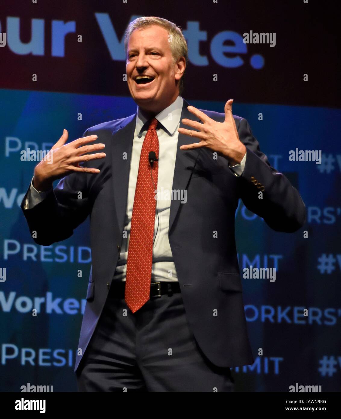 Philadelphia, PA, USA - 17. SEPTEMBER 2019: Bill De Blasio auf Dem Gipfeltreffen Der Arbeiterpräsidenten im Pennsylvania Convention Center. Stockfoto