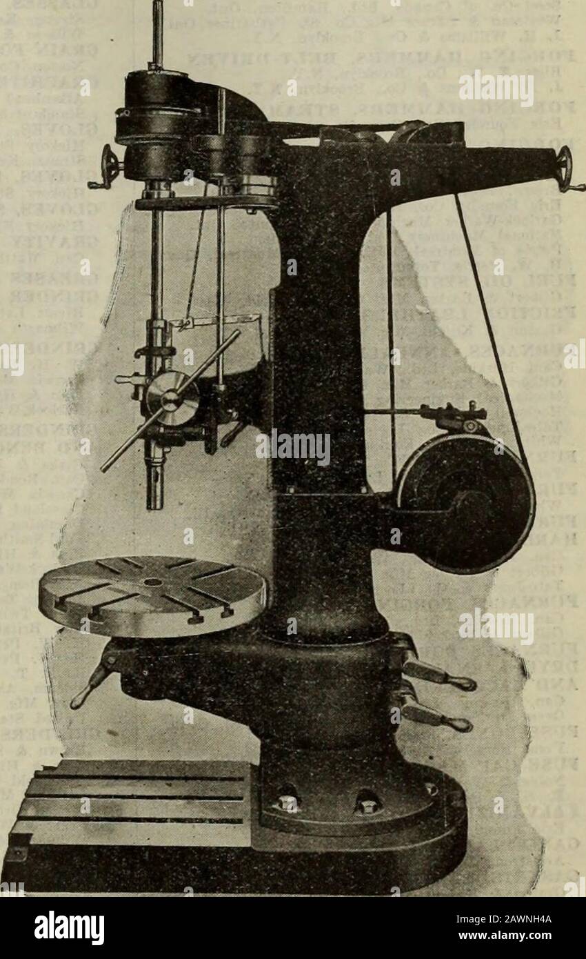 Kanadische Maschinen und Metallarbeiten (Juli-Dezember 1917) . Von der KLEINSTEN bis zur GRÖSSTEN in Kugellagerempfindlichen Bohrmaschinen.   WAS AUCH IMMER IHRE ANFORDERUNGEN an die Größe sind, wenn Sie die Maschine für Ihre Arbeit geeignet machen möchten, erhalten Sie die (Zmf Die breiteste Linie in den Größen, - die größte Vielfalt an Instyles: - höhere Geschwindigkeiten, zusammen mit Extremitäten und Bequemlichkeit, ermöglichen Ihnen die tospecialisierung zum besten Vorteil. Gute LIEFERUNGEN SCHREIBEN uns SOFORT DIE CINCINNATI RIEMENSCHEIBEN MASCHINERIE CO. CINCINNATI, OHIO, USA Wenn irgendeine Werbung Sie interessiert, reißt sie jetzt aus und plazieren Sie sie mit zu beantwortenden Briefen. 10 Stockfoto