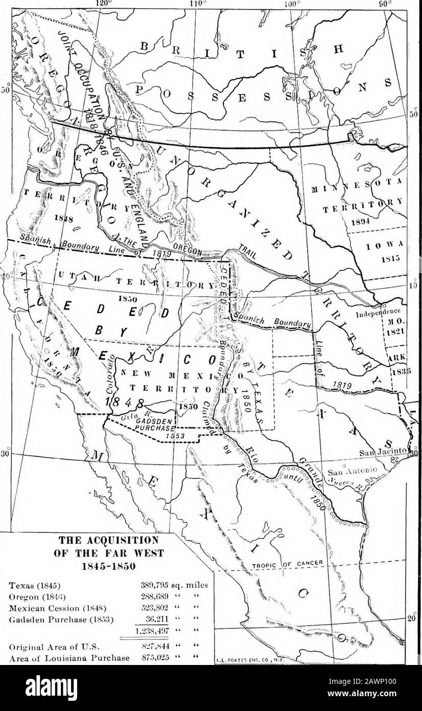 Eine amerikanische Geschichte . 169;hart, Vol. Ill, Nr. 185; MacMaster, Vol. VI, S. 251-266; HenryBruce, Samuel Houston, S. 64-156; Sarah B. Elliott, SamuelHouston,?p^. 31-72. 3. The Conquest of California: Sparks, S. 324-335; Josiah Royce, California, S. 48-150; G.RRIS0N, Westward Extension, S. 230-243;John Bidwell, Er^moni und die Eroberung Kaliforniens [The Century,Vol. XIX, S. 518-525). 4. Der Webster-Ashburton-Vertrag: Macdonald, Nr. 70 (für Text);G. T. Curtis, Life of Daniel Webster, Vol. II, S. 94-107, 130-172;H. C. Lodge, Daniel Webster, S. 241-263; Tyler, Vol. II, S. 216-243; T. H. Be Stockfoto