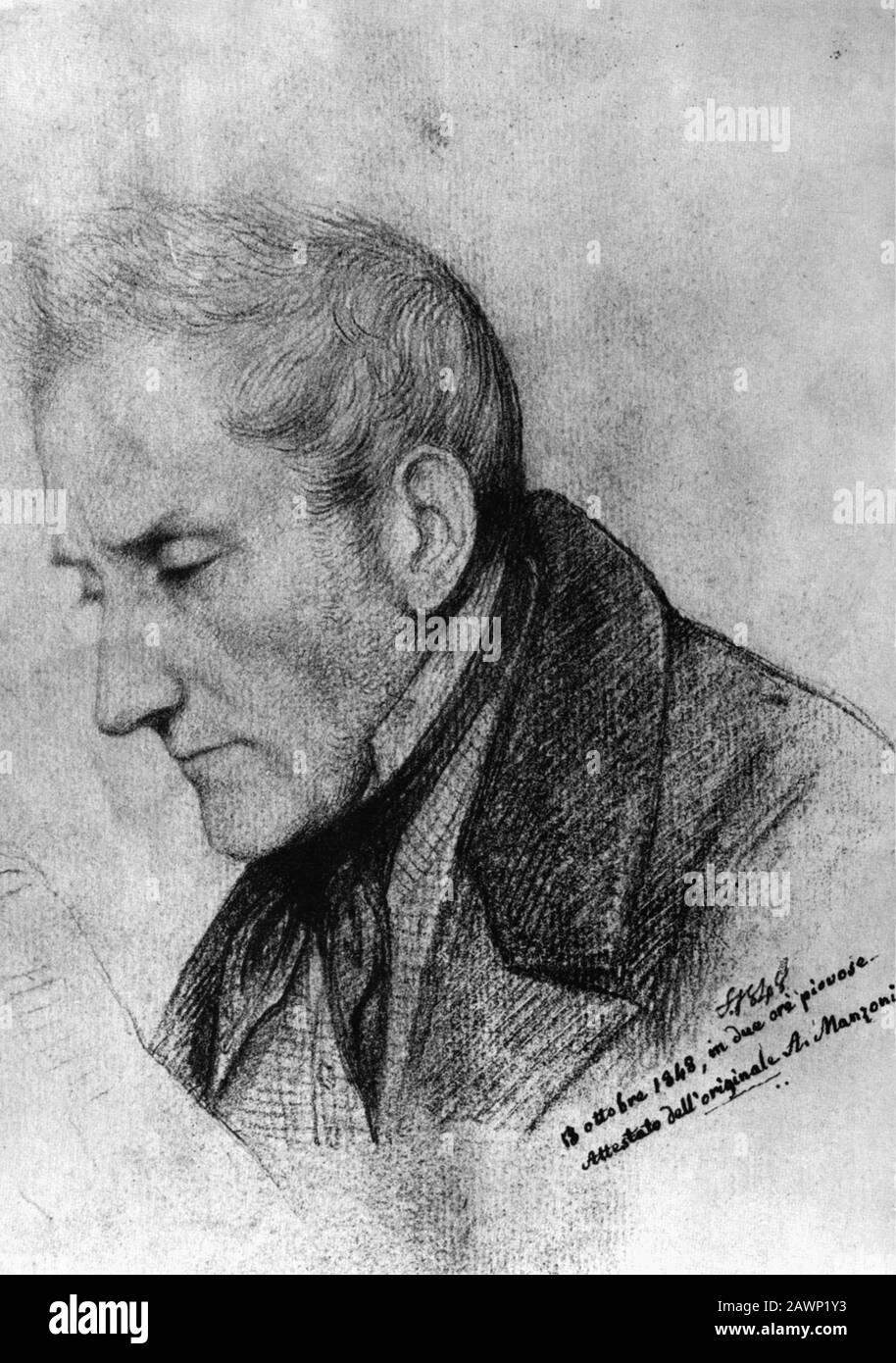 1848 : Der italienische Schriftsteller und Dichter ALESSANDRO MANZONI (* um 85-3] . - POETA - POESIEN - POESIE - SCRITTORE - LETTERATO - LITERATUR - LETTERATURA Stockfoto
