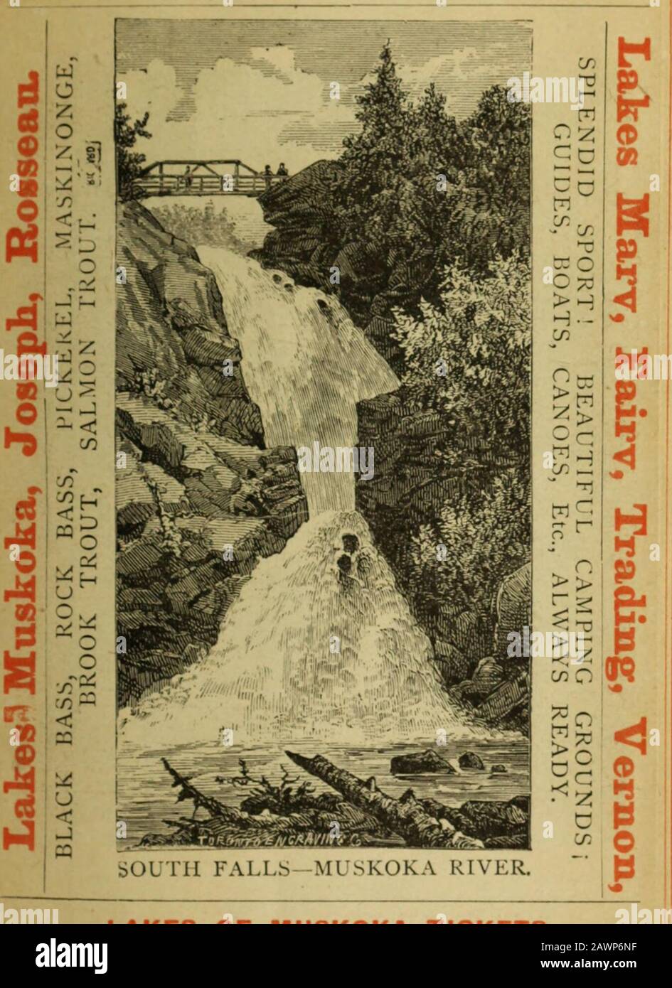 Exkursionszeit, 1878, Northern Railway of Canada und großartige Bahn- und Seeverbindungen. WZ1.CJI ICLONDOH KRISTALL FÄLLT-ROSSEAU FLUSS.24 km von Rosseau. Pratts Hotel, Rosseauer See, Komfortable und Ruhige Wohnheime. W. H. PRATT, PROPRIETOR. Ein Angenehmes, Komfortables und Ruhiges Zuhause für PrivateFamilies. WEITERE INFORMATIONEN FINDEN SIE IM INNEREN. Nördliche EISENBAHNSEEN VON MUSKOKA. SCHÖNE SEEN! HERRLICHE WASSERFÄLLE!! SCHÖNE FLÜSSE!!!ROUKIBT, KÜNSTLER UND BPOB ISM UND WIR BILLIGSTEN AUSFLÜGE IN KANADA! Diese Bahn führt durch den Garten von Kanada. Für Meilen auf eitherside ist eine const.tut Änderung von zu sehen Stockfoto