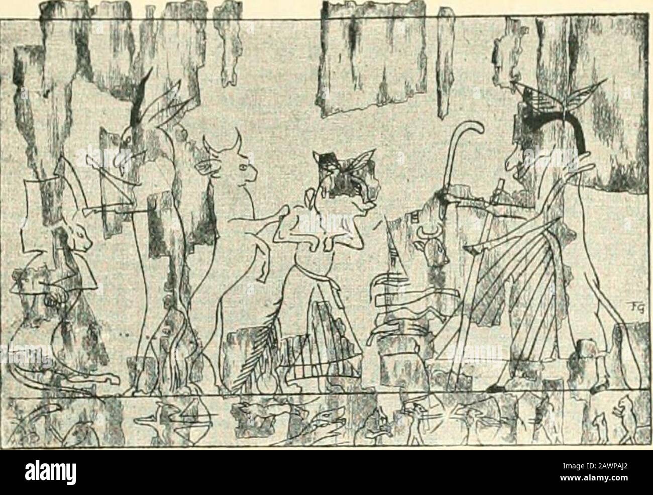 Der Kampf der Nationen - Ägypten, Syrien und Assyrien. Rfabel in JEgyplen, in der Sitzungsberatungshilfe der Akademie der Wissenschaften zu München, 282, Bd. ii, S. 45-49; seine Ansichten haben die Aufmerksamkeit erhalten, die sie verdienen. Die Karikaturen sind in zwei Papyri erhalten, einer im Britishmuseum, der andere in Turin, die von Lepsius, .4msii(i7</ der icichtigsten Urltunden,pi. XXIII.; Und zu Ostraca, von dem nur eine, die in der früheren Sammlung Abbott, und jetzt in NewYork, von Pbisse dAvennes, Notice sur le Miisee du Caire (Estrait de)a Revue Archeol.,1846), S. 17, a. Veröffentlicht wurde Stockfoto