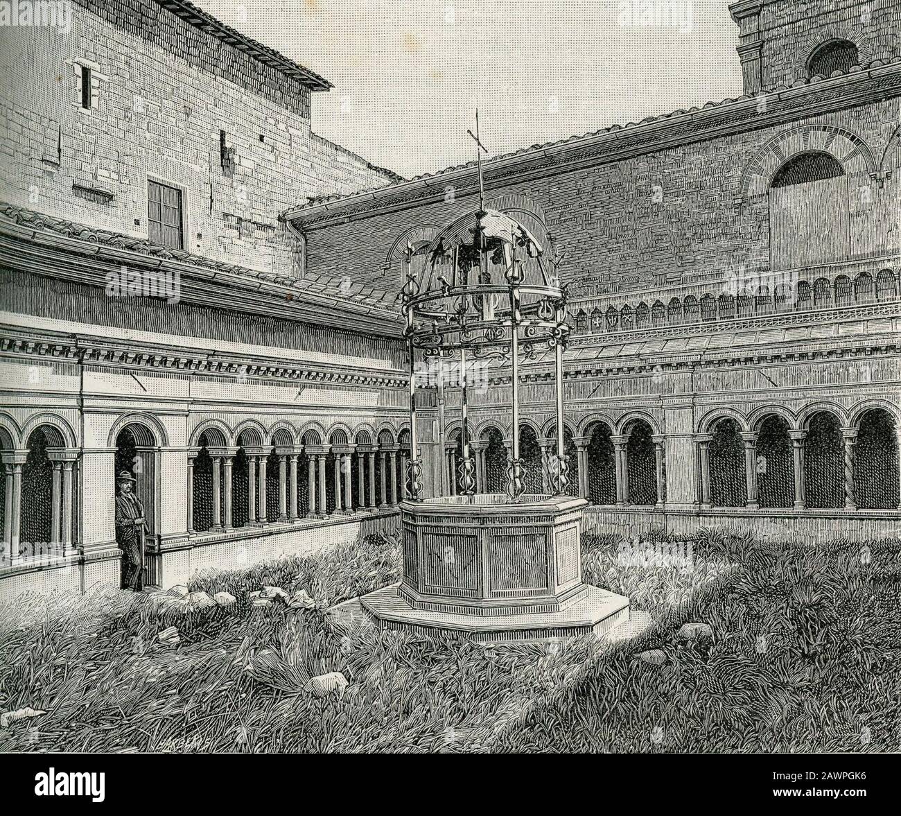Foligno Abbazia di Sassovivo Il chiostro. Stockfoto