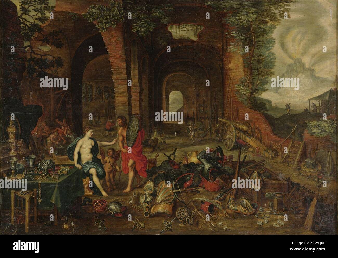 Anhänger von Jan Brueghel dem Jüngeren und Hendrick van Balen - Allegorie des Feuers. Stockfoto