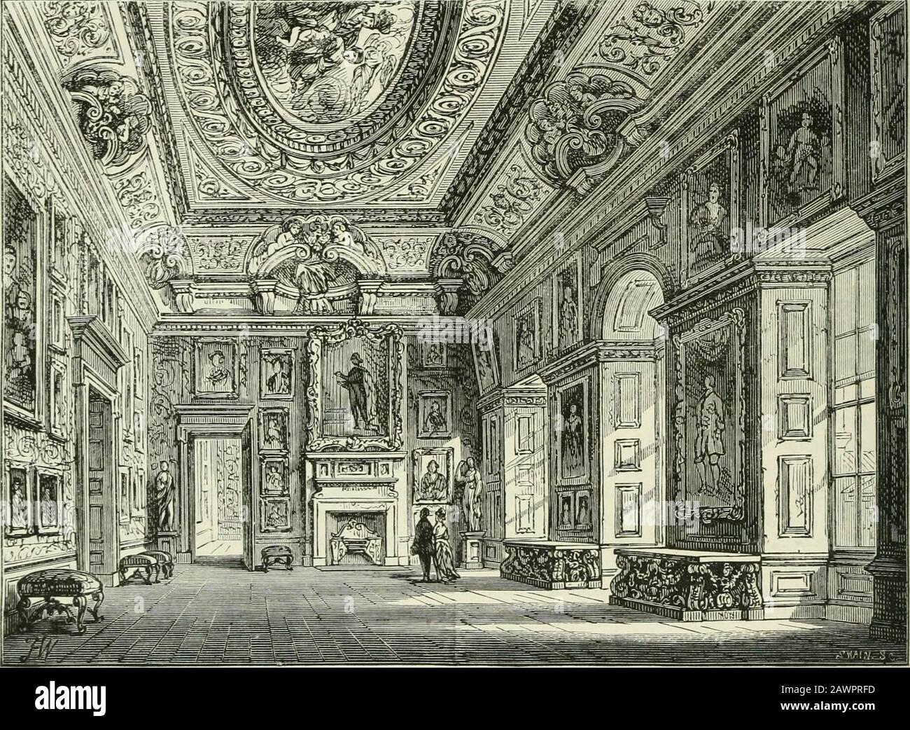 Altes und neues London: Eine Erzählung seiner Geschichte, seiner Menschen und seiner Orte . ^, ganz im Zimmer Königin Mariens, willigte Wilhelm III. Ein, starb an den Kleinpocken, und die Befestigung der Könige an dem Palast soll sich erhöht haben, von der Zirkumhaltung dessen, das der Schauplatz der Laster der Königin war, die zu Recht hisliebe berechtigt war. Hier starb auch der König, unverletzt durch einen Unfall beim Reiten in HamptonCourt wenige Tage zuvor. Die Leser von. (Jui-EN Cakollntii DRAWLNG-RuOM, KhNblNGluN PALAST, in dem die Königin saß. Lady Northampton und das Unternehmen. Stockfoto