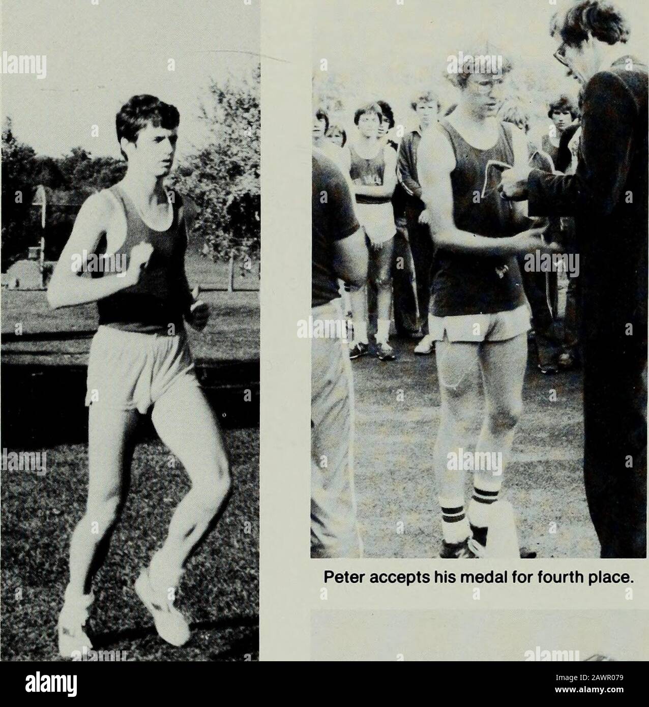 U und I . Die Konferenz am Dawson Lake beginnt mit einem Aufruhrung, und Uni endet auf dem zweiten Platz. Peter nimmt seine Medaille für den vierten Platz an. Stockfoto