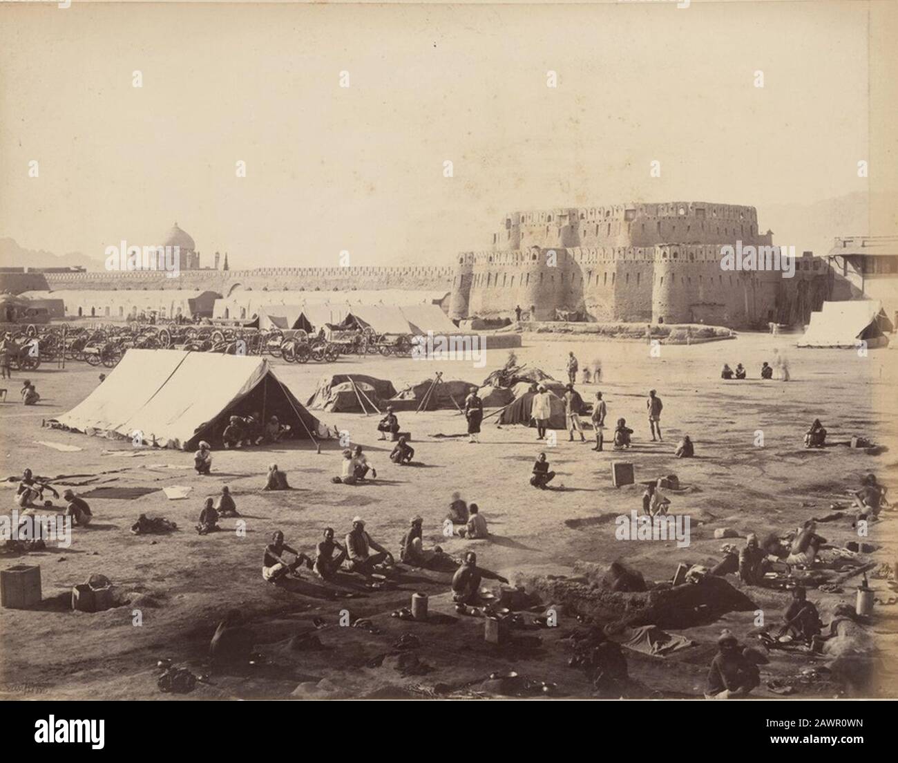 Kräfte aus Britisch-Indien kampieren in Kandahar. Stockfoto