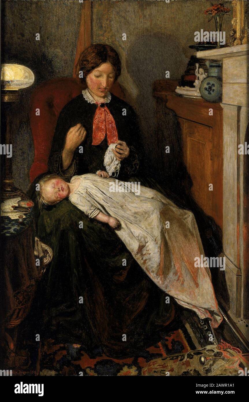 Ford Madox Brown - warten-ein englischer Kamin von 1854-55 Stockfoto