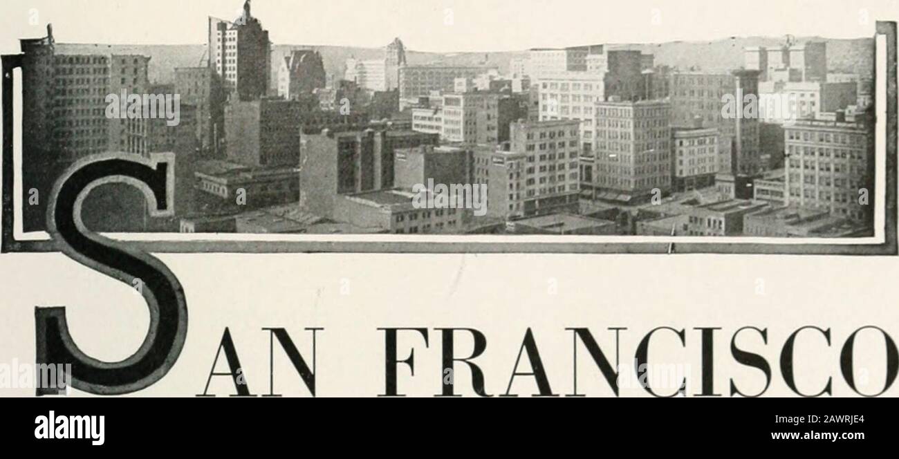 San Francisco, die Finanz-, Handels- und Industriemetropole der Pazifikküste: Offizielle Aufzeichnungen, Statistiken und Enzyklopädie . O o. In Francisco The Financial, Commercial and IndustrialMetropolis of the Pacific Coast IN DEN frühen Fünfziger Jahren sagte Horace Greely Go West, Youngman und ambitionierte junge Männer sind seitdem in Richtung Westen unterwegs. Von New York aus geht ein Mann nach Westen nach Chicago oder St.Louis; von dort aus ist es West nach Denver oder Salt Lake, während der Real West, die Pazifikküste, normalerweise als Fernwest bezeichnet wird. Für einen Engländer sieht eine fünftägige, transkontinentale Reise in aPullman zweifellos u aus Stockfoto