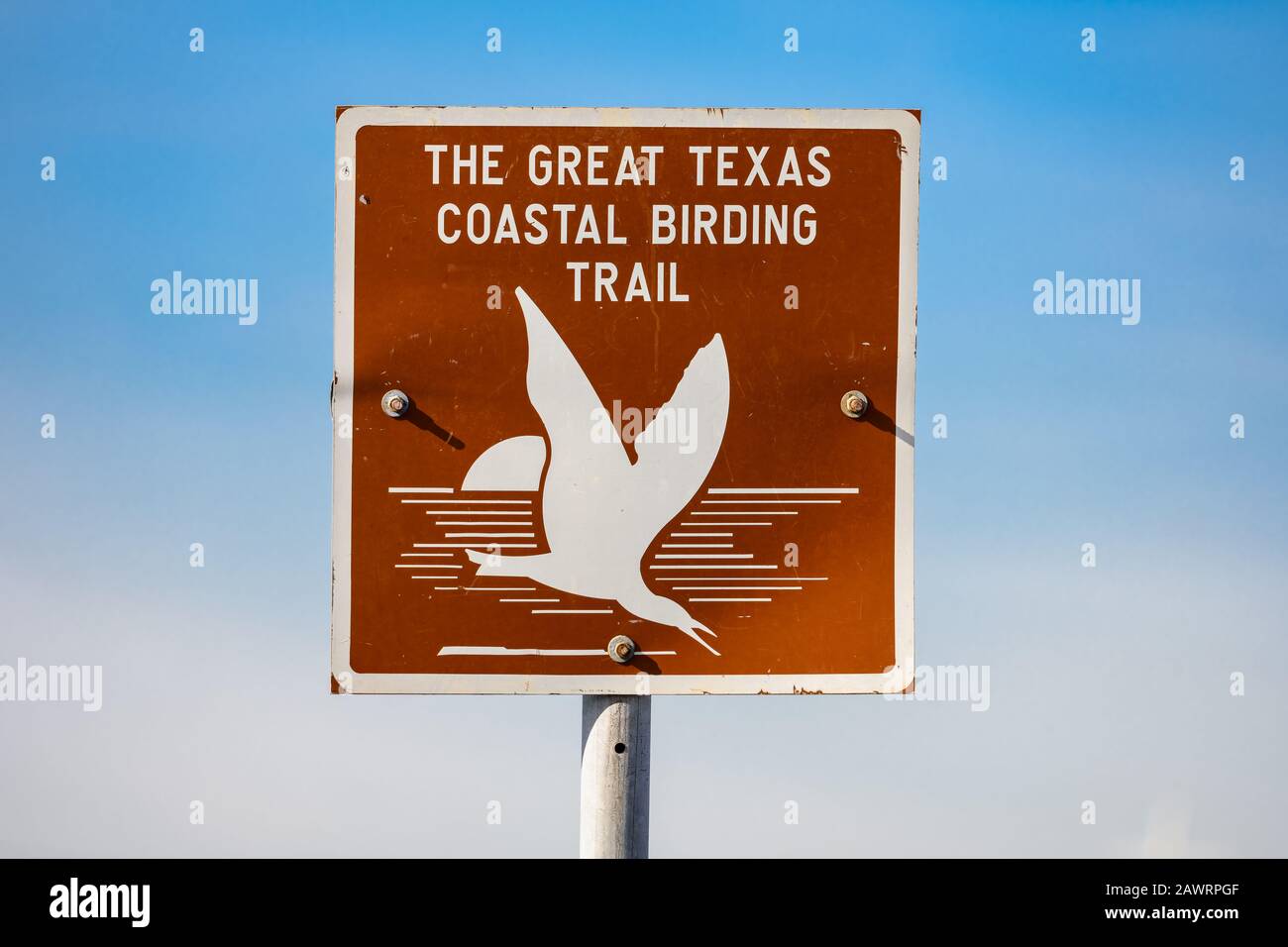 Schild für den Great Texas Coastal Birding Trail in der Nähe von Houston, Texas, USA. Stockfoto