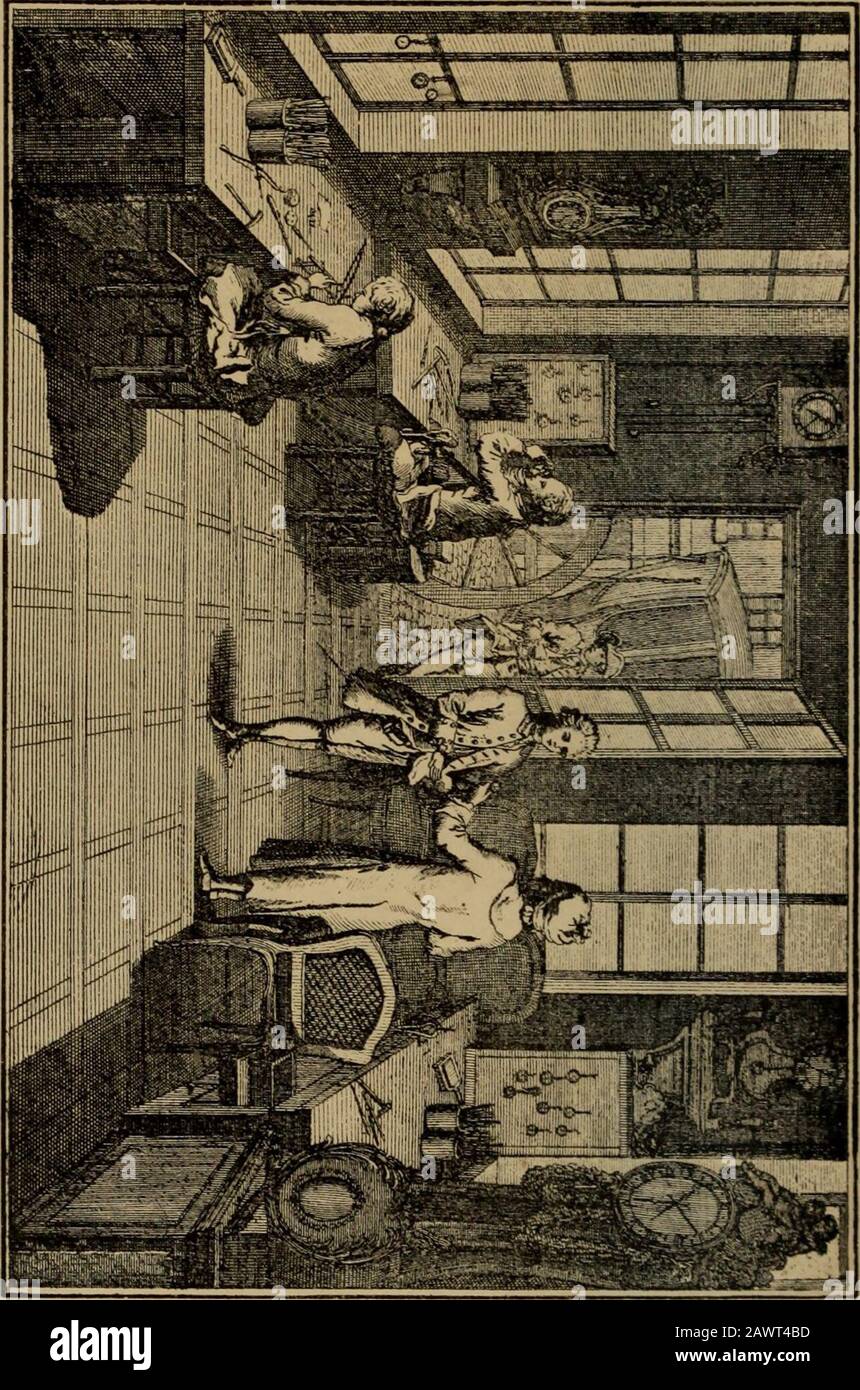 La vie privée d'autrefois : arts et métiers, modes, moeurs, usages des parisiens du XIie au XVIIe siècle d'après des documents originaux ou inédits: L'enfant. Leurs montres et les pièces servanth lependules. VI Tout le monde connaît les belles pendulesexécutées sous Louis XV et sous Louis XV, etle parti que les artistes savalient alors tirer desornements de cuivre ciselé accompagnantlébène et lécaillé. La décadence commencevers la fin du dix-huitième siècle. Ein verdammter dece Moment, la Recherche du bon marché tuelart et férinure le règne du mauvais goût, quipoursuit triomphalement sa carrièr Stockfoto