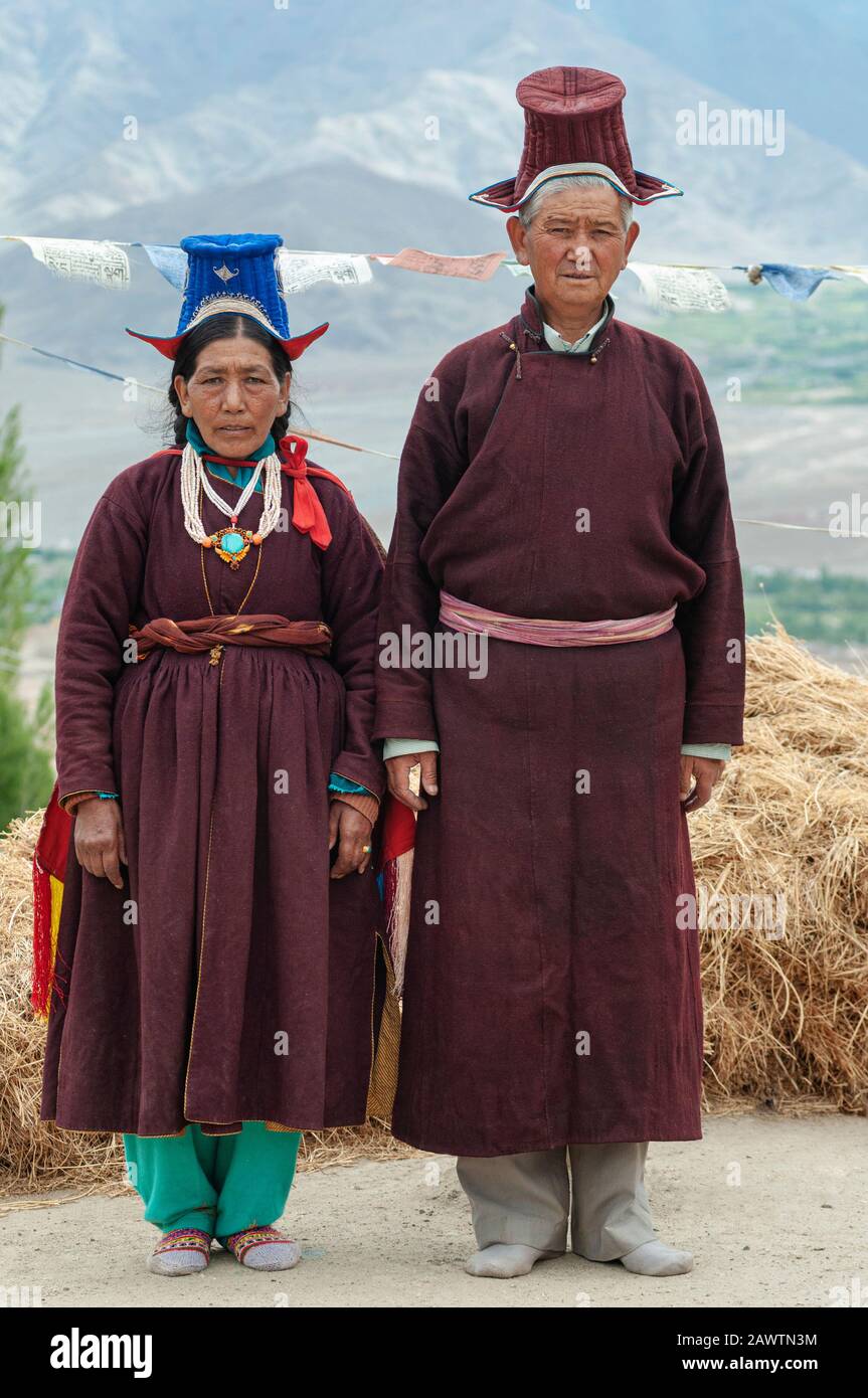 Porträt, Mann und Frau, Ladakh, Indien Stockfoto