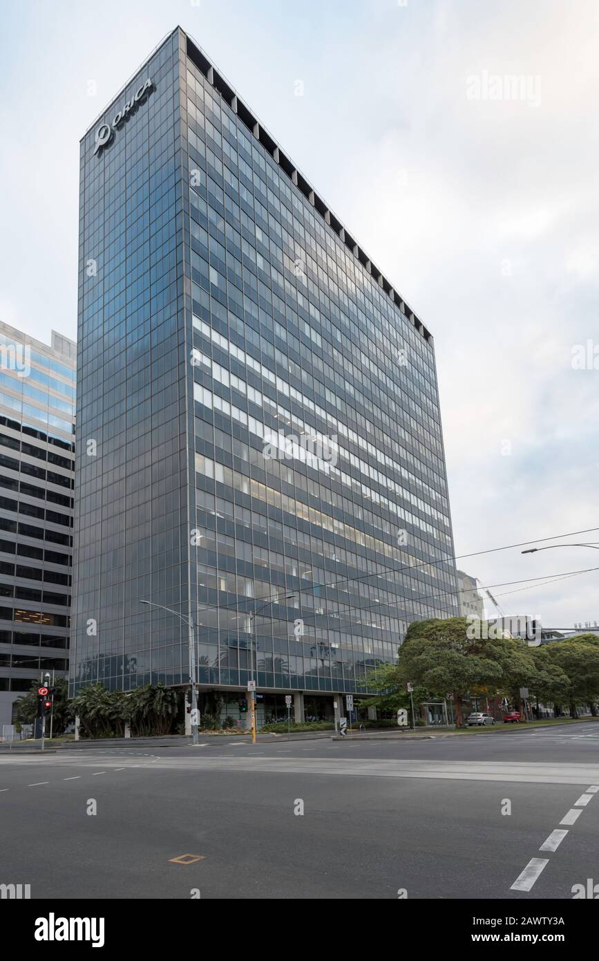 Das Orica Building (ICI House) wurde 1958 fertiggestellt. Mit 84 m war es bis 1961 das höchste Gebäude Australiens. Entworfen von Bates Smart McCutcheon Stockfoto