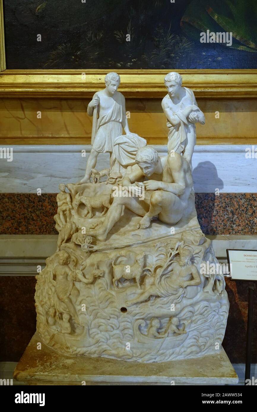 Brunnengruppe mit Fischer, Hirten und Personifikationen eines Flusses und des Meeres, Roman, c 210 n. Chr., Marmor, aus hellenistischem Original - Galleria Borghese - Rom, Italien Stockfoto