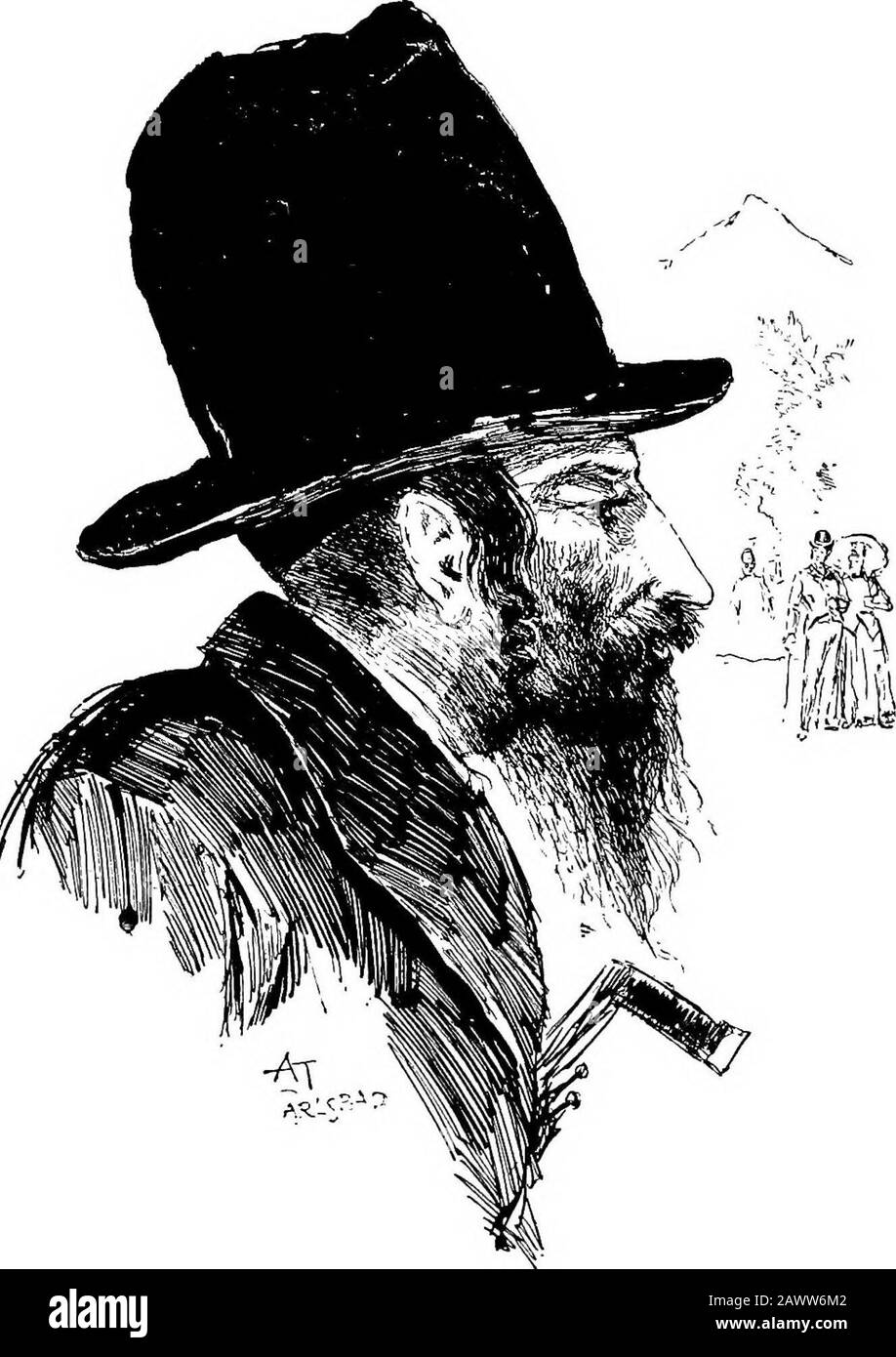 Der Jude zu Hause: Eindrücke von einem Sommer und Herbst verbrachten mit ihm . D 24 Ube 5EW bei Ibome. Im gegenüberliegenden Ärmel, Mantel bis zu seinen Fersen reichend, und eine Karikatur eines Regenschirms unter seinem Arm.Ich hatte immer angenommen, dass Carlsbad der favorige Haunt des Königtums ist, Und jetzt fand ich, dass die auffälligen Menschen auf dem Platz Thesekreuzen waren, so viele Seiten aus deutschen und österreichischen Comicpapieren. Als Nächstes bin ich über ihn in Wien, in der Judengasse, mit denselben Locken, dem gleichen langen Mantel, der gleichen allgemeinen Grünheit und dem Vorschlag der Physi-cal-Unfähigkeit herüber. Er war noch prominenter Buda-Pesh, Stockfoto