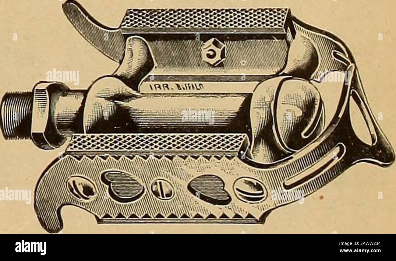 Die Rad- und Radfahrerprüfung . .•.. Drop-Forged Centers Ds Drop-Forged Pins case-Hardename-Ball-Rennen Crossby Pedal AMERICAN MERCHANTS MFG. CO. Leichte Starke Beste Verarbeitung Ansehnliche ALLEINVERKAUFSMITTEL: Crosby & MAYER CO., BUFFALO, N. Y. Wir stellen die Steet Steelparts In den Sockeln der ourThree-piece Crown mehr Hartlötoberfläche her als in jedem anderen Inthe Matket. MO-e-Gewinde im Hals des Kopfes Einstellkonus. Senden Sie uns Proben - * WIR VERKAUFEN. Duckworth Chains Springfield Wrenches Rastetttrs Wood Rims, Guards and Bars Cleveland Forkseiten und D Rear Forks P. & F. Sättel Usprojektile Weldless Tubing Hamil Stockfoto