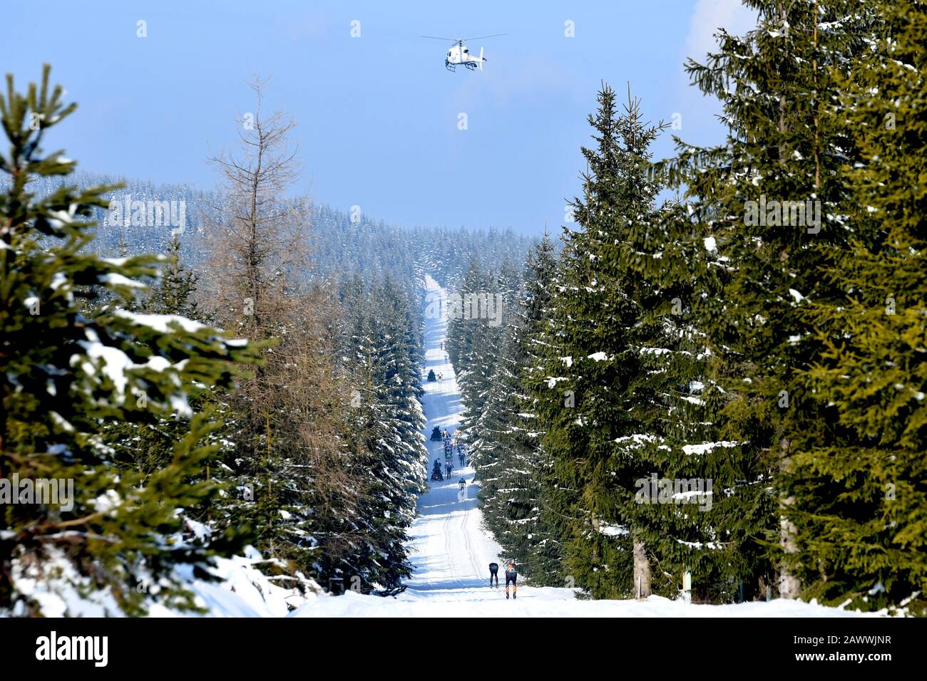 Februar 2020 in Bedrichov, Region Liberec, Tschechien, die 53. Jizerska 50 (Jizerska padesatka), Skilangsportveranstaltung (50 km). (CTK Stockfoto