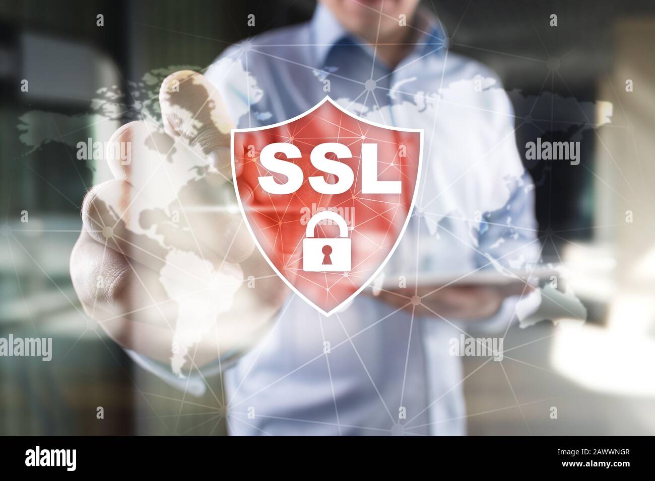SSL Secure Sockets Layer, ein Computerprotokoll. Sicherheit der über das Internet gesendeten Daten durch Verschlüsselung Stockfoto