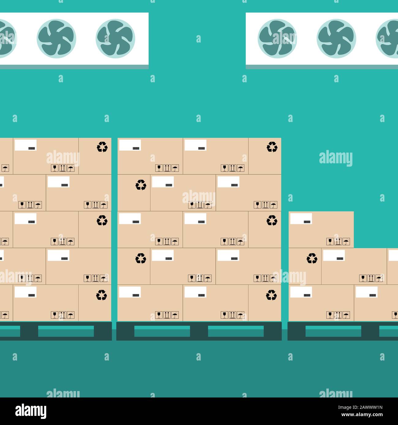 Design der Kühlkammer in der Lebensmittelindustrie Stock Vektor