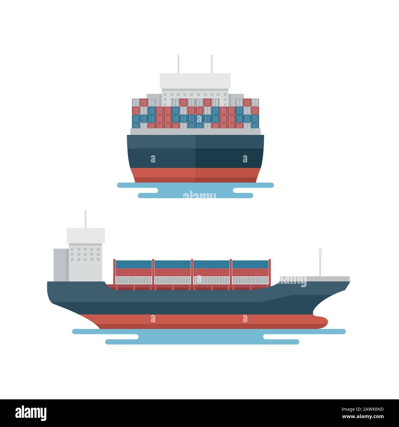 Transport Logistik Container-Transportboot für den Export in die Marine Stock Vektor