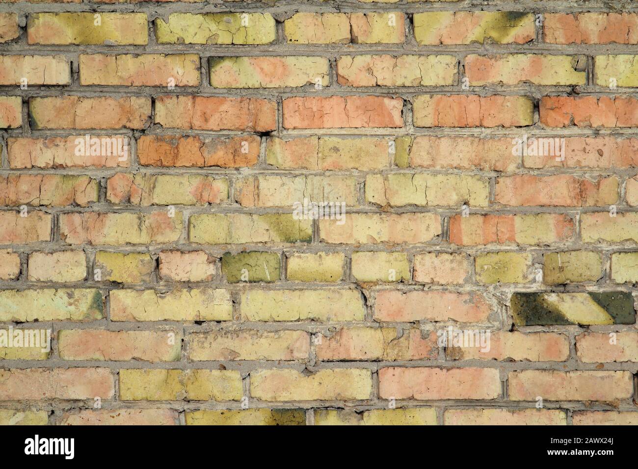 Backstein-Wand aus Retro, alte goldene Farbstruktur, tolles Design für jeden Zweck. Graue Grunge-Struktur. Stockfoto