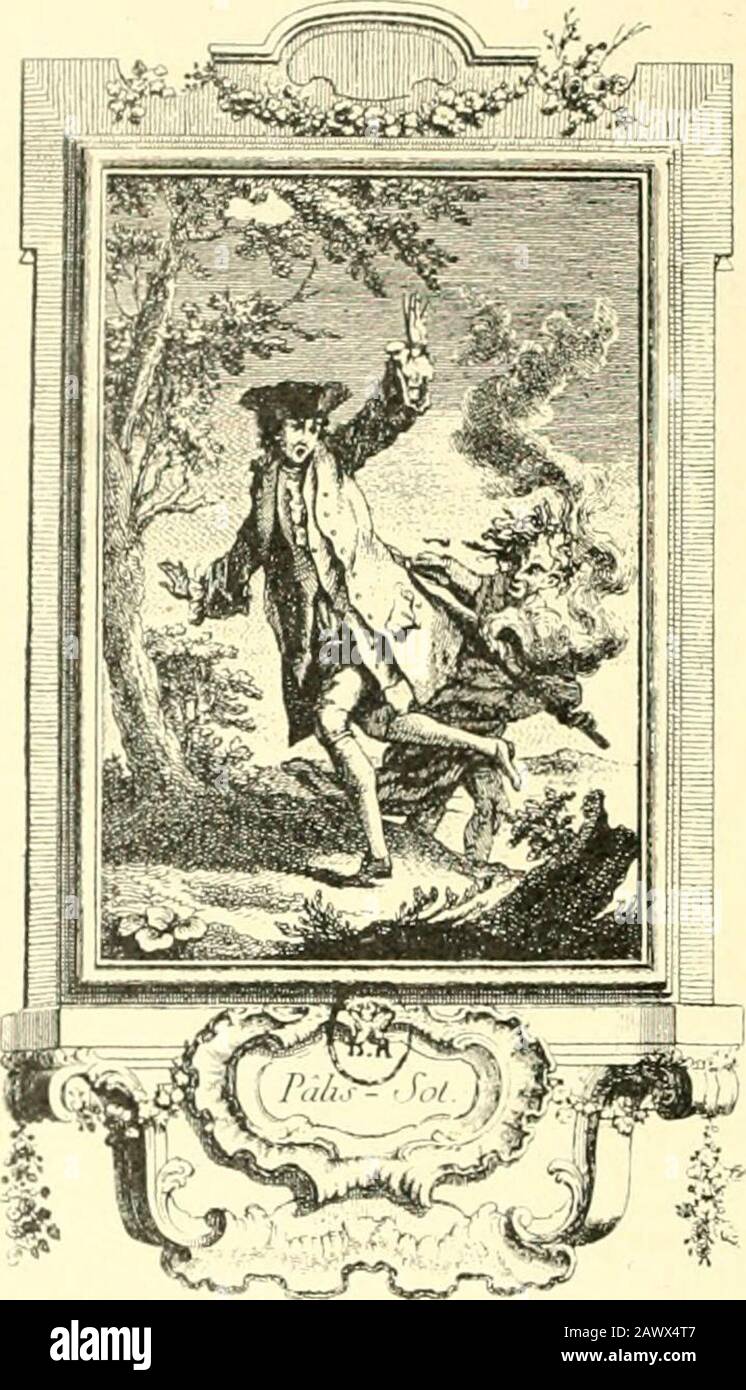 L'estampe satirique et la caricature en France au 18e siècle; noëls, sur les airs du Pont-Neuf.Vous connaissez bien auteurs.Sur le Bourbier, on y voit la figuredun abbé qui caresse une fille, et un iomme et épépée. CE sont lesdiU.c frères Pcllegrin. I.A Polizei a interdit cette estampe, et on vend lalmanach. "20 décembre 1727: " Nayez Point à bereut de lestampe LAlmanach du Par-nasse. Am vendensecret, elvouslaurez.lly alà de mes confrères en très mauvaiseposition. " Vgl. Bénard, Cata Stockfoto