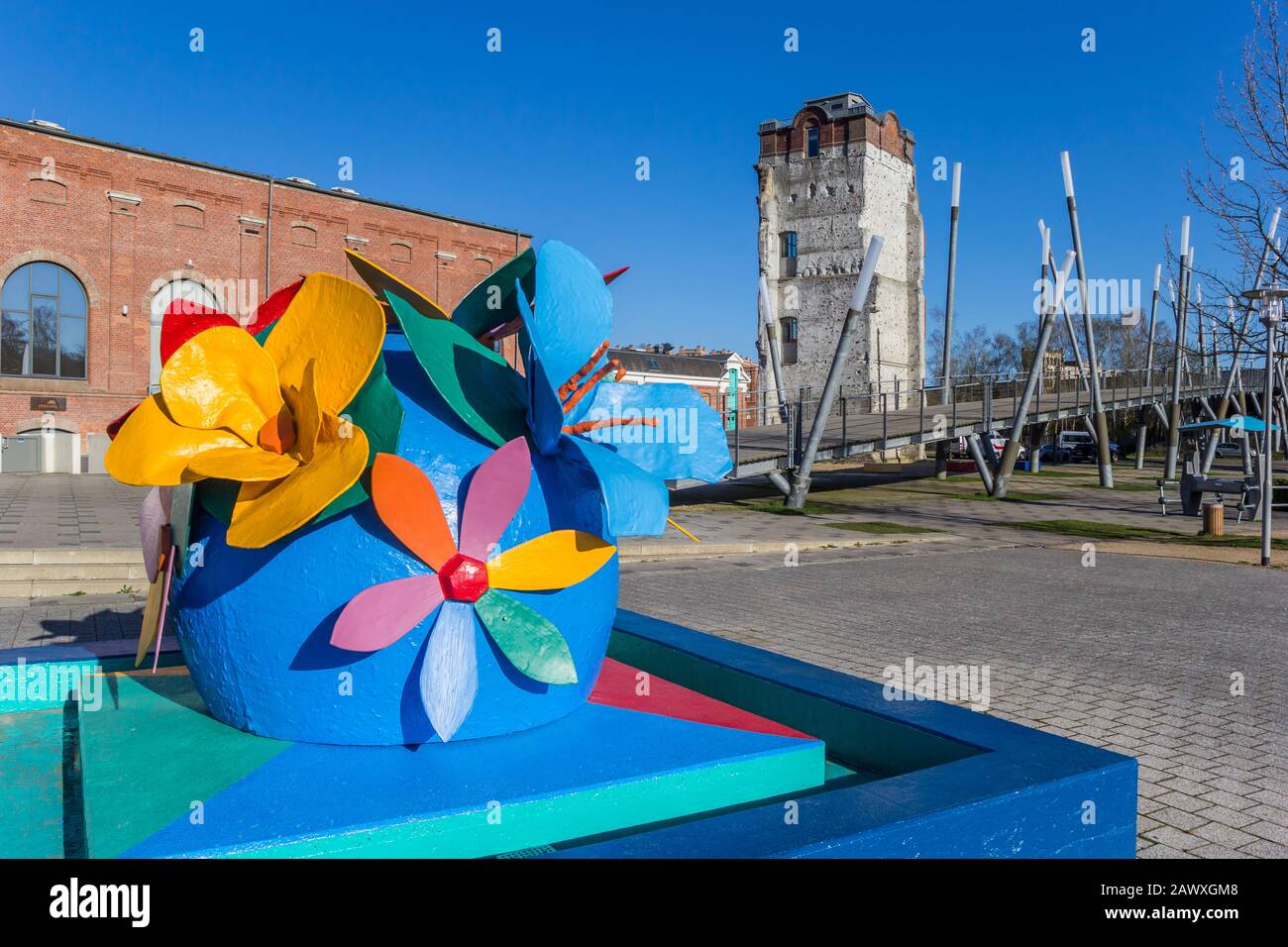 Skulptur einer Blume im Park in Gronau, Deutschland Stockfoto