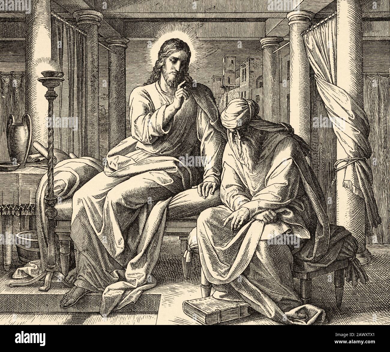 Das Gespräch mit Nikodemus. Jesus unendliche Weisheit lehrt Nikodemus