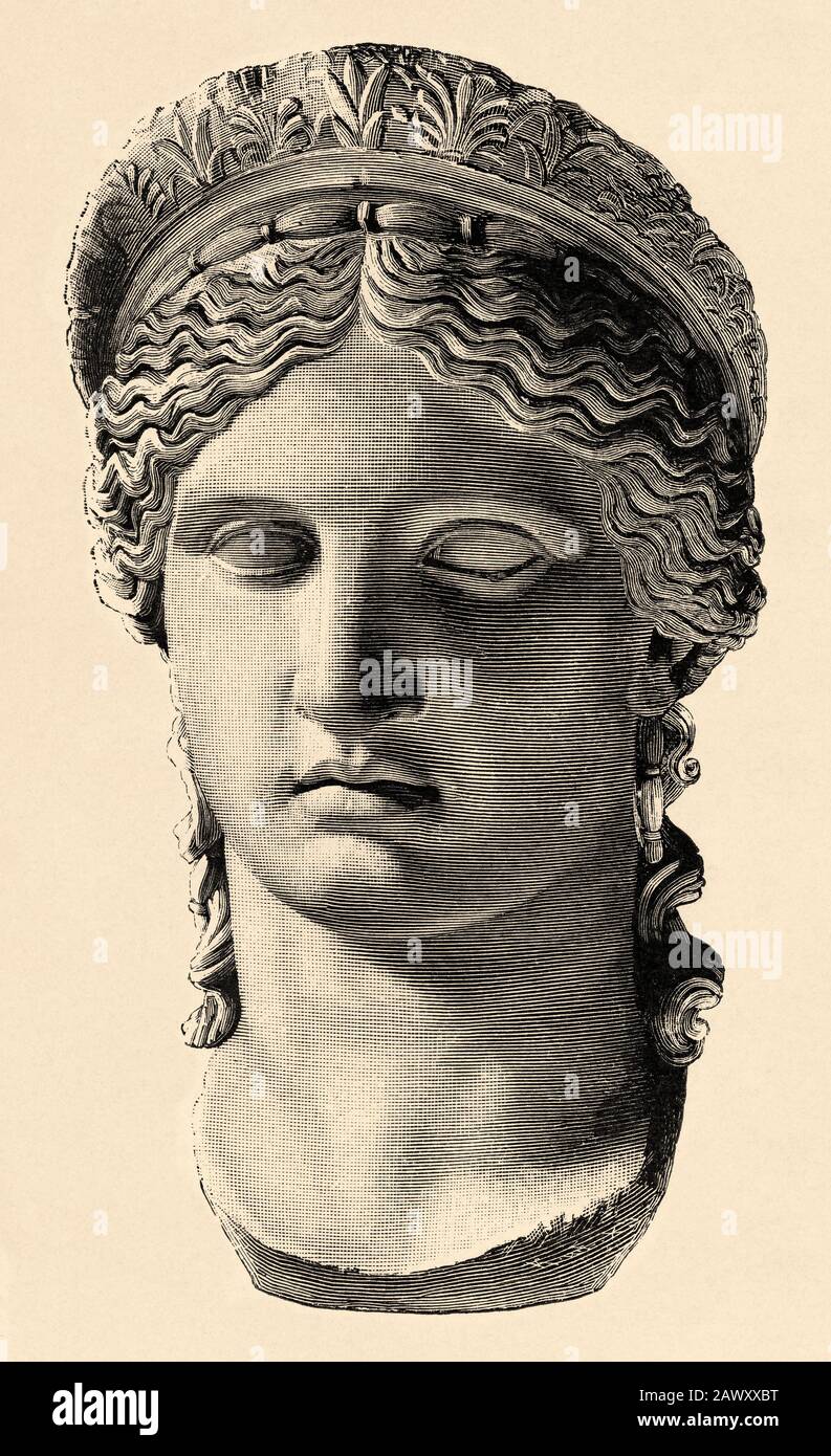 Hera, die Frau des Zeus im olympischen Pantheon der klassischen  griechischen Mythen. Seine Mutter war Rea und sein Vater Cronos.  Griechenland alte Geschichte. Alte Graveure Stockfotografie - Alamy