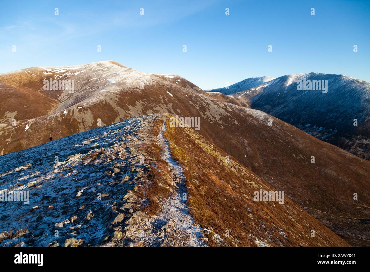 Die Beinn A'Ghlo Range, Braigh Coire Chruinn-bhalgain und Carn nan Gabhar vom Gipfel von Carn Liath Stockfoto