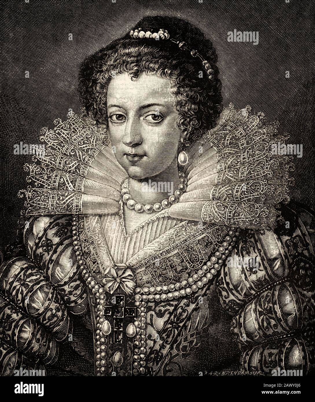 Isella von Österreich. Porträt Elisabeth von Österreich (Wien, Österreich, 5. Juli 1554 - 22. Januar 1592) war Erzduchess von Österreich, Tochter des Heiligen Stockfoto