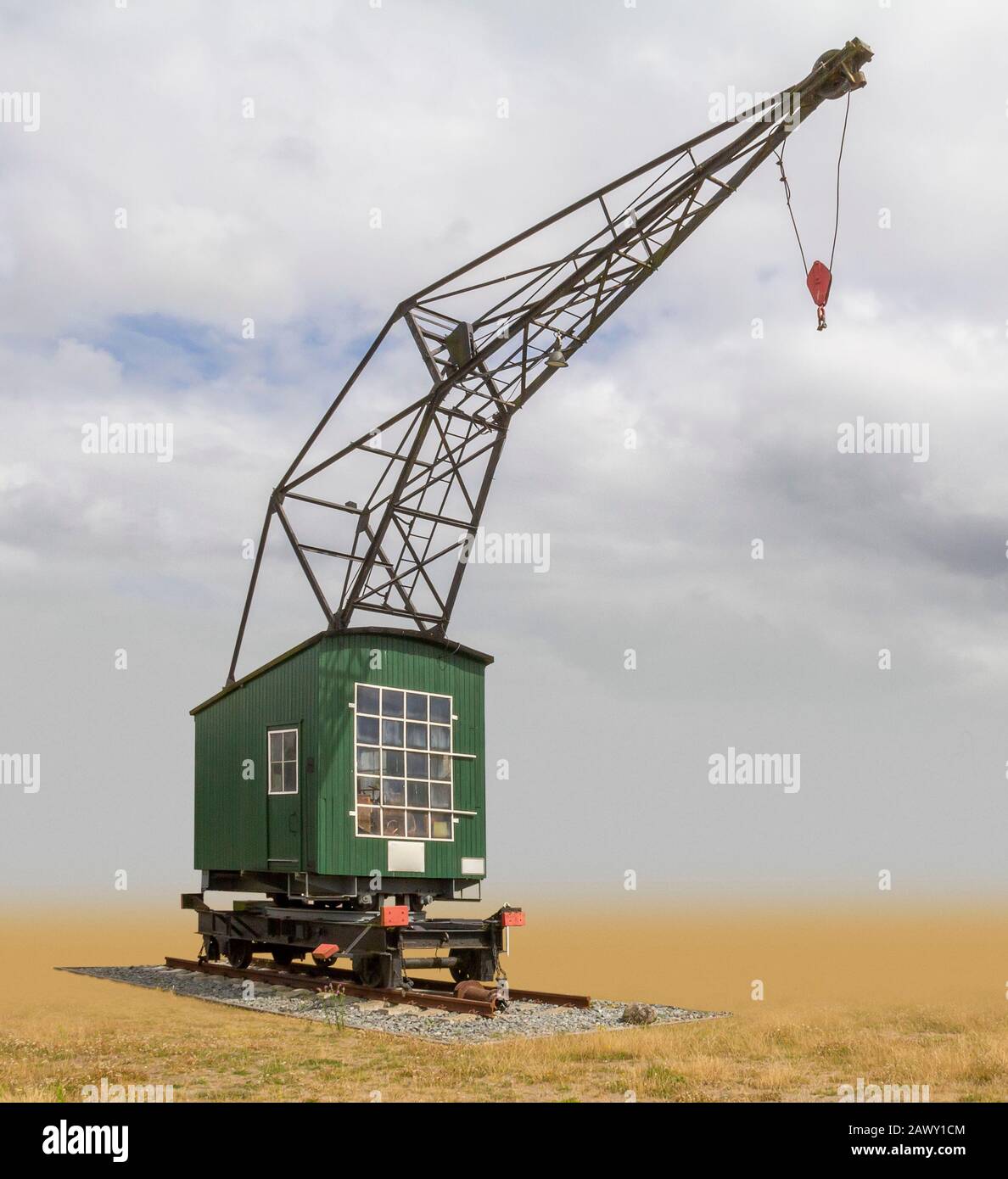 Historischer Bahnkran in Norddeutschland zu sehen Stockfoto