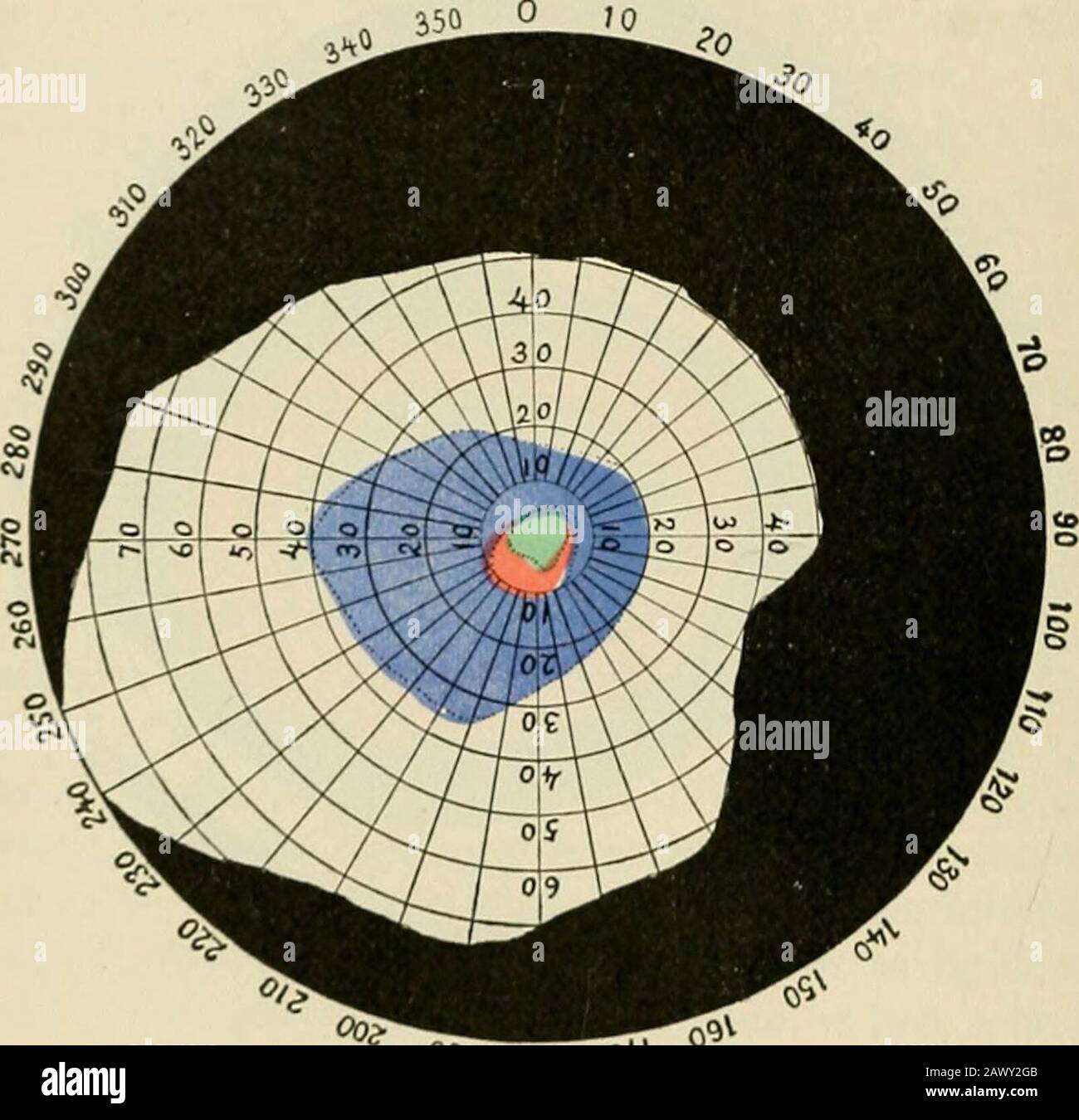 Ein Textbuch der Physiologie, für Medizinstudenten und Ärzte. Danke an die zeitliche Seite der Netzhaut. In den rot-grünen, blinden, peripheren Farblichtsichtfeldern, die von den Einzelpersonen als eigen beurteilt werden, kann es im Vergleich zur Nor-mal-Netzhaut deutlich eingeengt sein (siehe Abb. 150). Funktionen der Stangen und Kegel.-Viele Fakten vereinen sich im mak-ing wahrscheinlich, dass die Stangen und Kegel unterschiedlich funktionieren. * Baird, Die Farbempfindlichkeit der Peripheren Retina, Carnegie Pub-lication, Nr. 29, 1905. 350 DIE BESONDEREN SINNE. Sie unterscheiden sich in der Struktur ami vor allem in ihren Verbindungen. Als issho Stockfoto