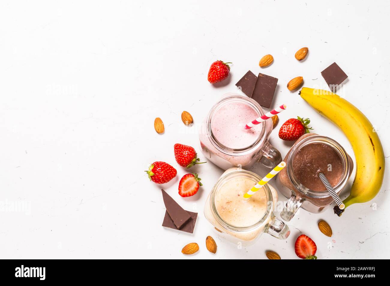 Satz von Milchshakes in Mason jars. Stockfoto