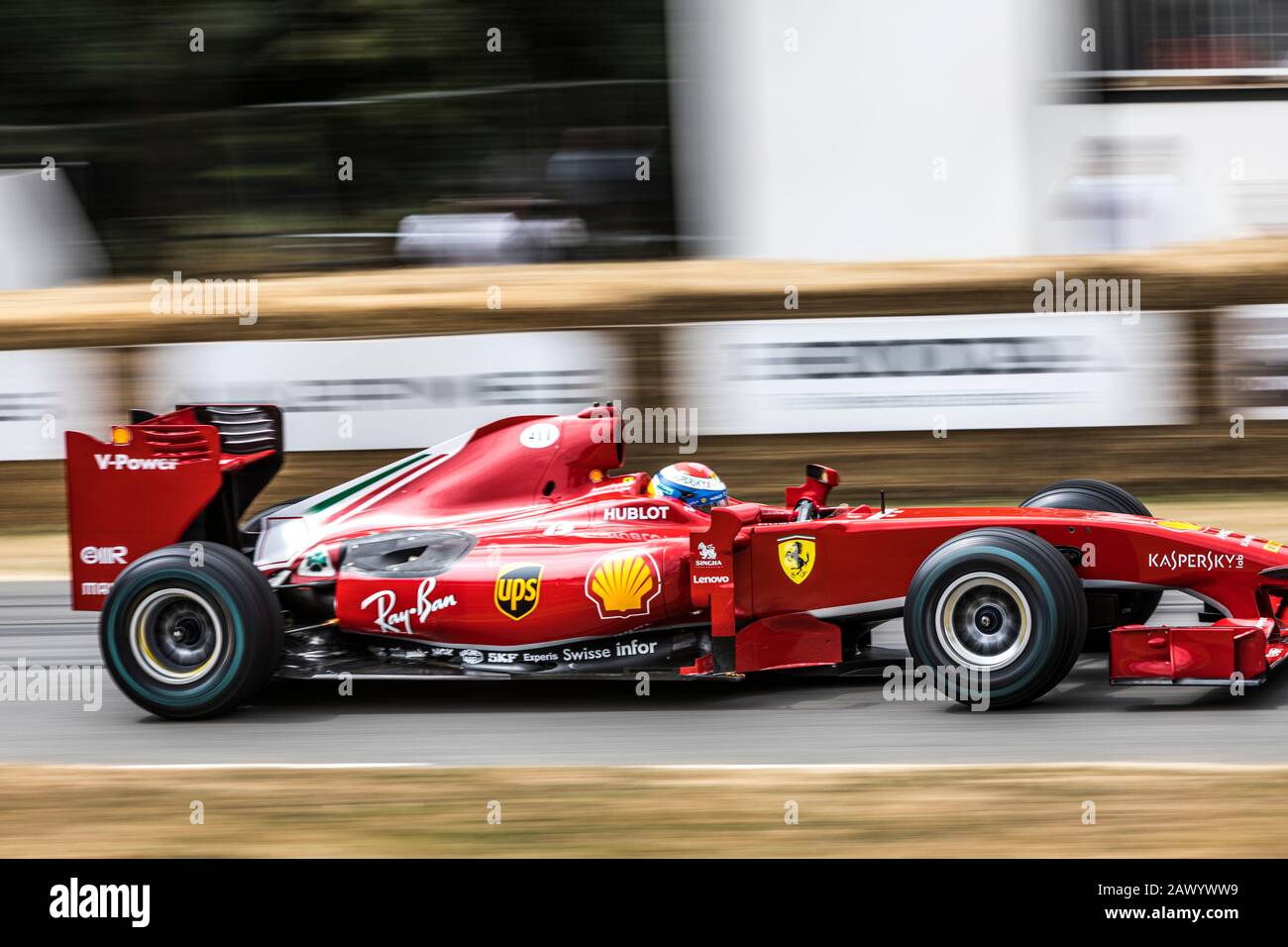 Giancarlo Casoli fuhr auf dem Goodwood Festival of Speed 2018 einen Ferrari 312T F1-Wagen aus dem Jahr 1975. Stockfoto