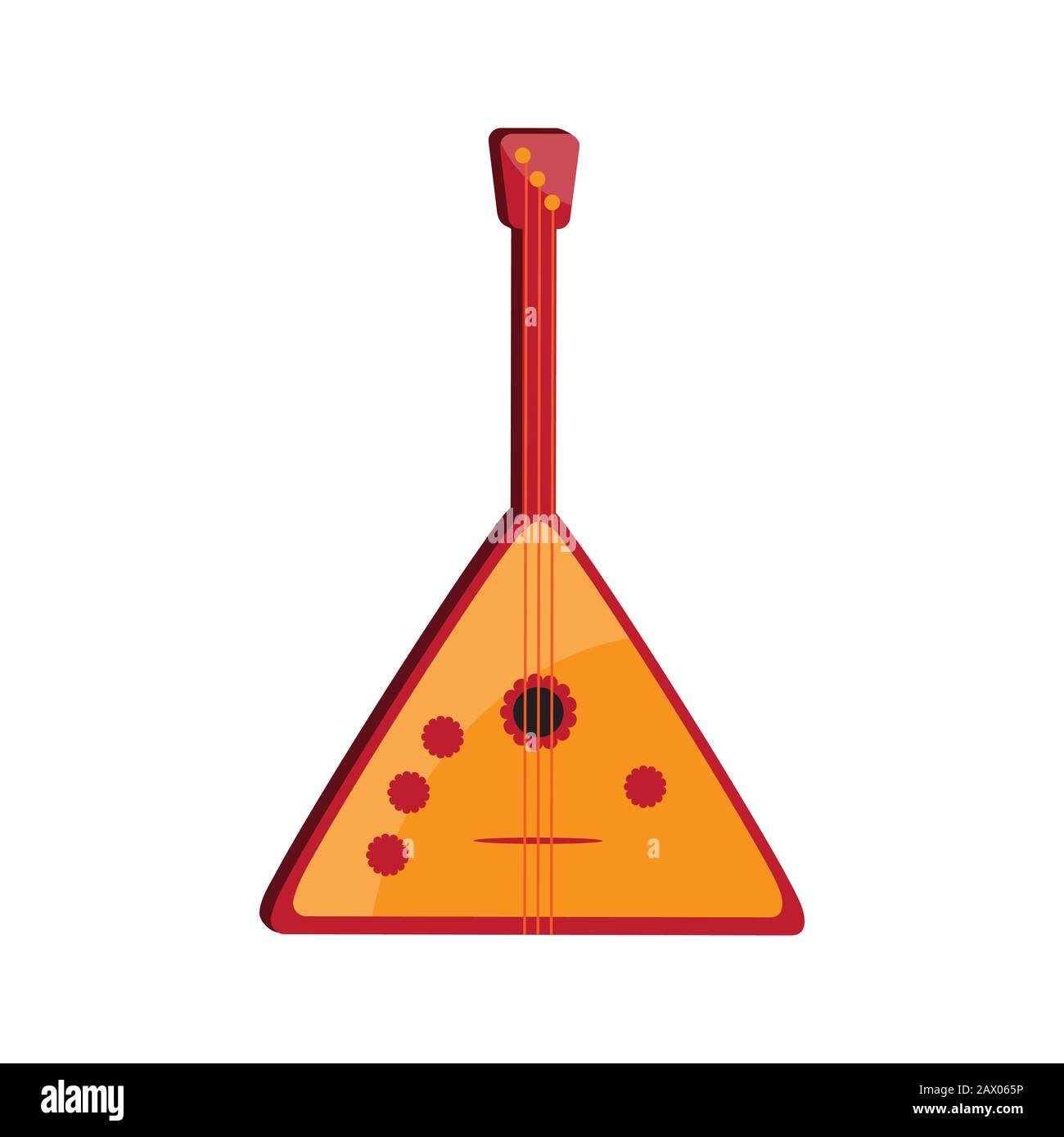 Balalaika russisches retro-nationales traditionelles Musikinstrument. Isoliert auf weißen Vektor-Cartoon-Illustration Stock Vektor