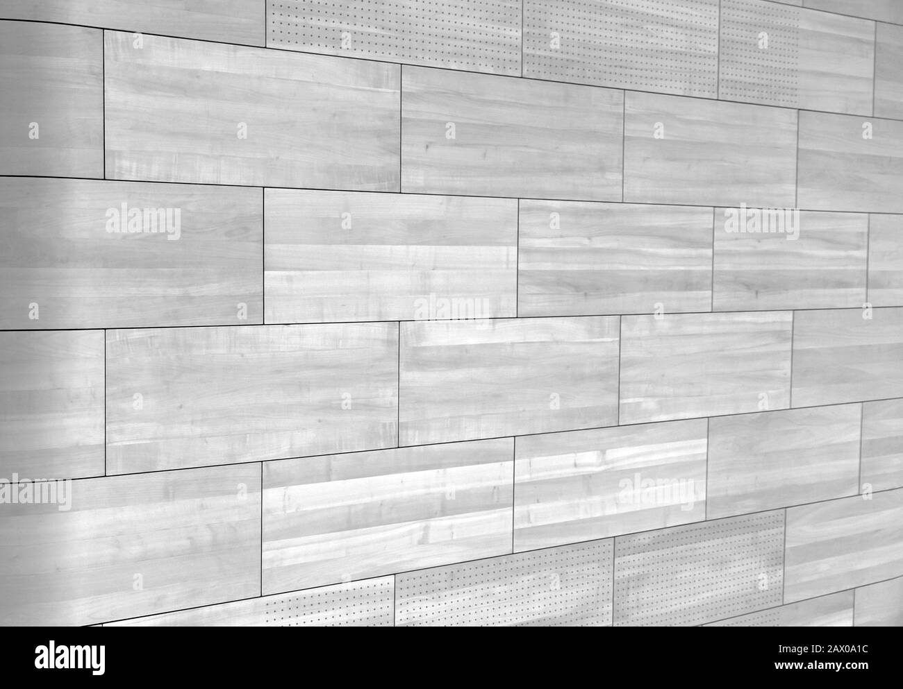 Neue moderne Holztextur mit Gelenken in Perspektive Fortschritt Stockfoto