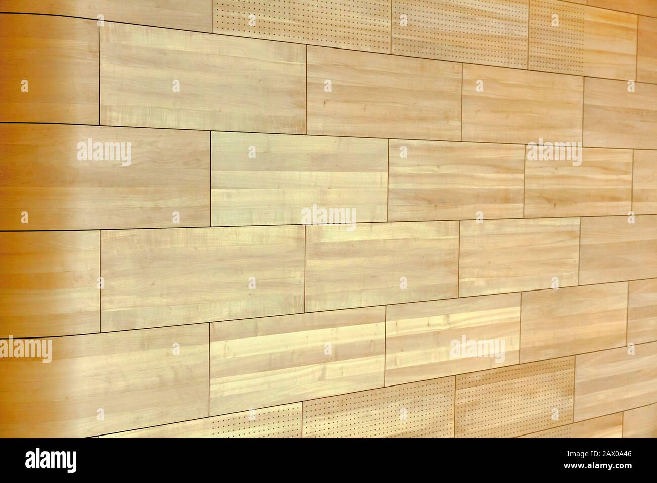 Neue moderne Holztextur mit Gelenken in Perspektive Fortschritt Stockfoto