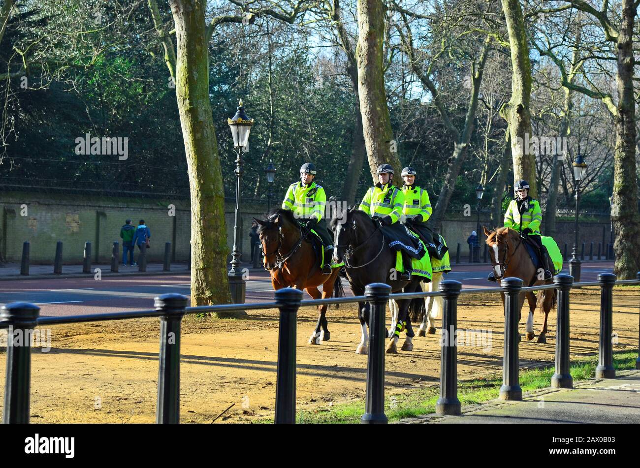 London, Großbritannien - 19. Januar 2016: Unidentifizierte Polizei zu Pferd Stockfoto