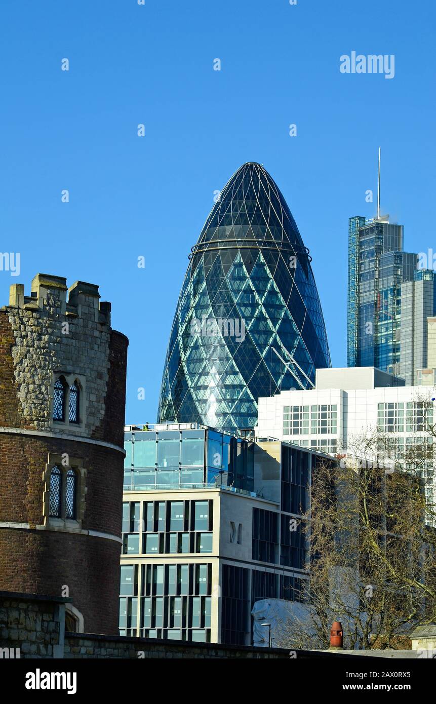 Großbritannien, London, Das Gherkin-Gebäude Stockfoto
