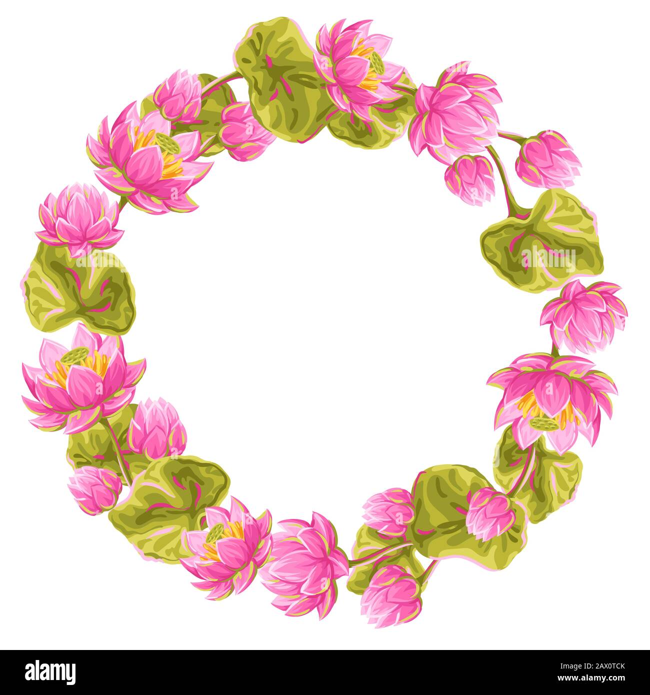 Rahmen mit lotusblumen. Seerose dekorative Illustration. Stock Vektor