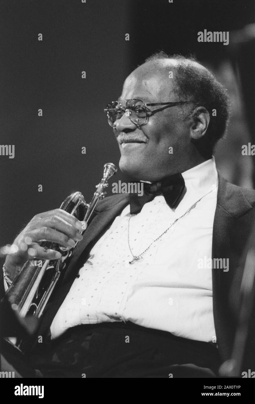 Clark Terry, North Sea Jazz Festival, 1994. Clark Terry war ein US-amerikanischer Swing- und Bebop-Trompeter, ein Pionier des Flügelhorns im Jazz und Komponist und Erzieher. Stockfoto