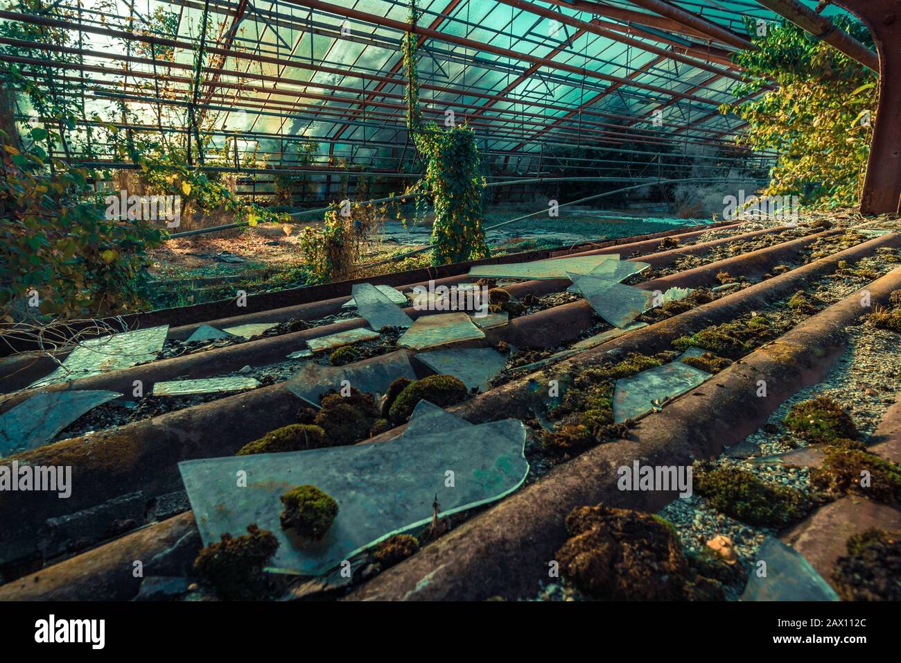 Verlassene Orte wie Fabriken, Bauernhäuser, Geschäfte, Häuser, Einrichtungen und Kliniken in Deutschland Stockfoto
