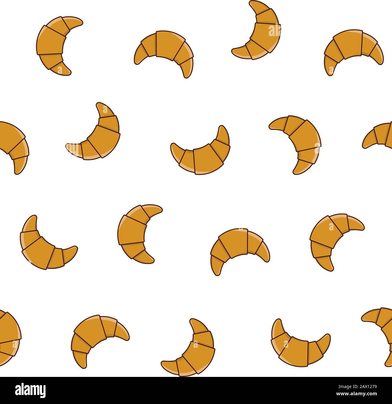 Vektor-Illustration mit nahtlosem Hintergrundmuster von Croissant. Tapete aus französischem Gebäck. Stock Vektor