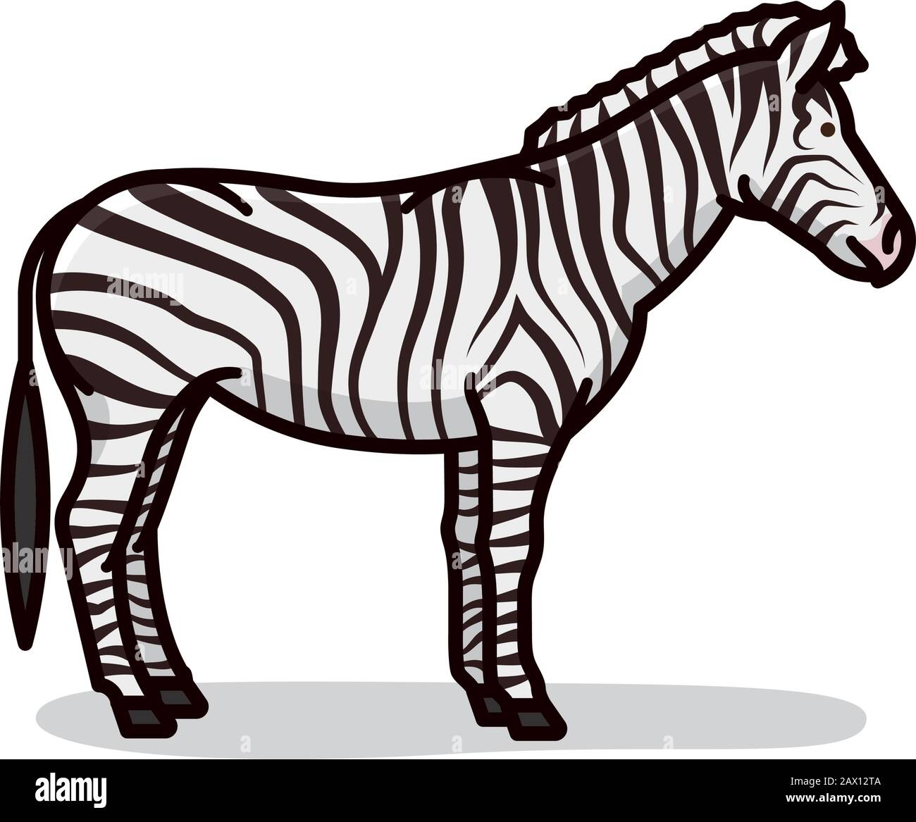 Cartoon Zebra isolierte Vektorgrafiken. Symbol für afrikanische Tierwelt und Tarnmuster. Stock Vektor