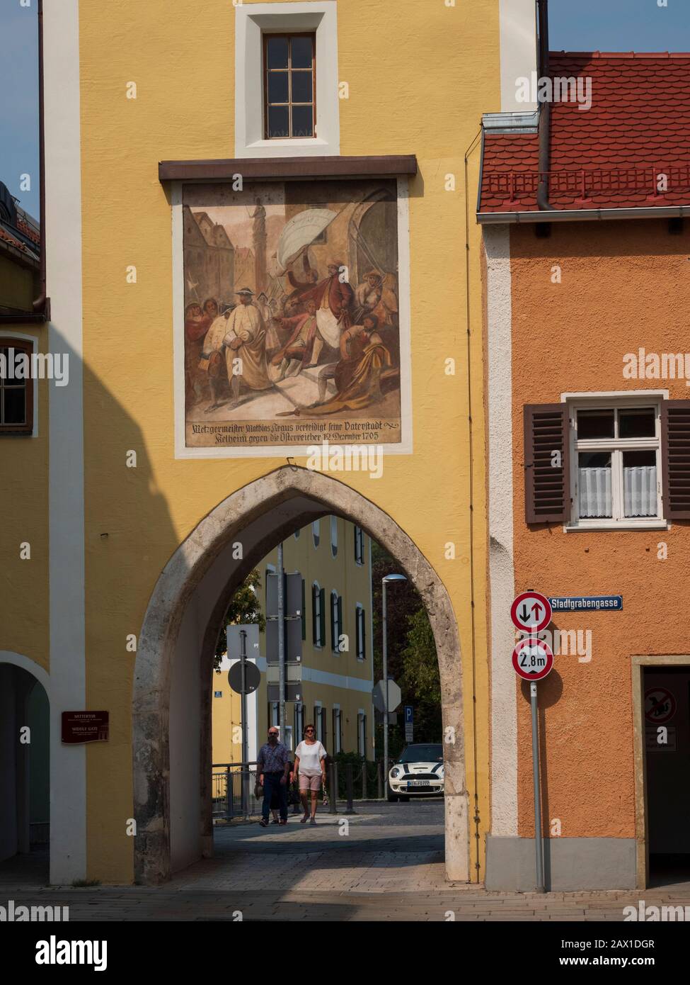 Mittertor, Altstadt von Kelheim, Altmühltal, Bayern, Deutschland Mittertor, Altstadt von Kelheim, Bayern, Deutschland Stockfoto